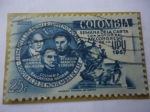 Stamps Colombia -  Semana de la Carta -XIV Congreso  de la  U.P.U.- Personalidades- Monumento de la U.P.U en Berna.