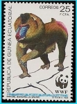 Stamps Equatorial Guinea -  Mandril - en peligro de extinción - WWF protección de la Naturaleza