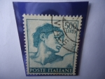 Stamps Italy -  Cabeza de Adán - Obras de Michelangelo.