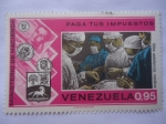 Stamps Venezuela -  Ministerio de Hacienda-Paga tus Impuestos - Más Asistencia Médica-Equipo quirúrgico en Quirófano. 