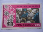 Sellos de America - Venezuela -  Ministerio de Hacienda-Paga tus Impuestos - Más Asistencia Médica-Equipo quirúrgico en Quirófano. 