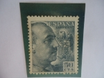 Stamps Spain -  Ed: 927 - General Franco (1) -Mirando a la derecha- Sello sin EDITOR - Escudo de Armas.