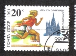 Sellos de Europa - Rusia -  Juegos Olímpicos de verano 1992 - Barcelona, Running y la Catedral de Barcelona
