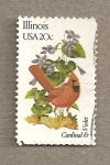 Stamps United States -  Flores y aves-Illinois
