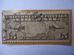 Stamps United States -  Mapa de los Estados Unidos de América - Dos Aviones de Correo -Serie: Airmail 1926-1936