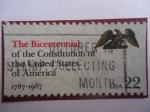 Stamps United States -  The Bicentennial - El Bicentenario de la Constitución de los Estados Unidos, 1787-1987 - Redacción d