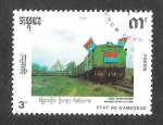 Sellos de Asia - Camboya -  1088 - Locomotora