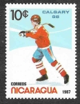 Stamps Nicaragua -  1581 - JJOO de Invierno de Calgary´88