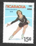 Stamps Nicaragua -  1582 - JJOO de Invierno de Calgary´88