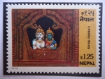 Stamps : Asia : Nepal :  Shiva-Parbati - Altar con las Estatuas de Shiva y Parbati  - Dioses de la Trimurtiu.