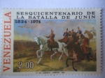 Stamps Venezuela -  Sesquicentenario de la Batalla de Junín, 1824-1974