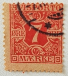 Stamps : Europe : Denmark :  Denmark, 7ø Avisporto, 1907