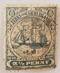 Stamps America - Turks and Caicos Islands -  TURKS & CAICOS, COAT OF ARMS, 2½ penny, 1900