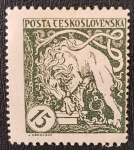Stamps Czechoslovakia -  Czechoslovakia - Bohemian lion breaking it's chains, 1919, 15 haleru