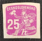 Stamps : Europe : Czechoslovakia :  Ceskoslovensko 25 haleru, Postman, 1945