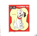 Stamps : Africa : Gambia :  LOS  101  DÁLMATAS  DE  DISNEY.  TWO  TONE.