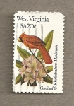 Sellos de America - Estados Unidos -  Flores y aves-West Virginia