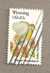 Sellos de America - Estados Unidos -  Flores y aves-Wyoming