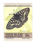 Stamps Saint Vincent and the Grenadines -  Mariposa. Zerynthia rumina