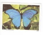 Stamps S�o Tom� and Pr�ncipe -  Mariposa. Morpho Menelaus