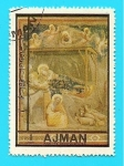 Stamps United Arab Emirates -  AJMAN  -  Pintura religiosa - Natividad