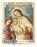 Stamps : America : Ecuador :  IV Congreso eucaristico nacional. Virgen con niño. M. Samaniego