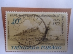 Stamps : America : Trinidad_y_Tobago :  125 Aniversario de la Municipalidad de San Fernando, 1845-1970-Barcos en el Puerto de San Fdo. 1860.