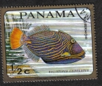 Sellos del Mundo : America : Panam� : Peces tropicales, pez gatillo forrado de naranja (Balistapus undulatus)