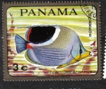 Stamps Panama -  Peces tropicales, pez mariposa (Chaetodon ephippium)