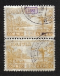 Stamps Bolivia -  Motivo del país, Avión sobre el río