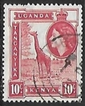 Sellos de Africa - Uganda -  Jirafa y reina