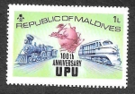 Stamps : Asia : Maldives :  496 - Centenario de la UPU