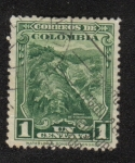 Stamps : America : Colombia :  minería y agricultura, Mina de Esmeraldas