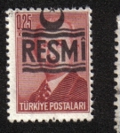 Stamps : Asia : Turkey :  Sellos oficiales, Ismet Inonu, tipo "a". Sobreimprimir RESMÎ