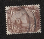 Stamps Egypt -  Esfinge delante de la pirámide de Keops.