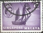 Stamps Singapore -  Scott#34 v intercambio 0,20 usd.10 cents. 1955