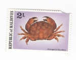 Stamps Maldives -  Cangrejo. Atergatis Floridus
