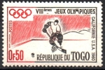 Stamps : Africa : Togo :  8th JUEGOS  OLÍMPICOS  DE  INVIERNO,  VALLE  PIEL  ROJA  DE  CALIFORNIA.  JOCKEY  SOBRE  HIELO.