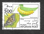 Stamps Afghanistan -  1724 - Gusano de Seda - Mariposa