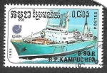 Stamps Cambodia -  862 - Buque de Investigación