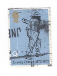 Sellos de Europa - Reino Unido -  Pais del Cricket 1873-1973