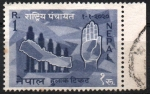 Stamps Nepal -  MAPA  DE  NEPAL  Y  MANO
