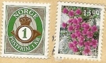 Stamps Norway -  flor y serie básica