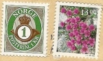 Sellos de Europa - Noruega -  flor y serie básica
