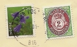 Stamps : Europe : Norway :  flor y serie básica