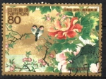 Stamps : Asia : Japan :  FLORES  Y  AVES.  PINTURA  DE  HASHIMOTO  GAHÖ.
