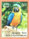 Stamps India -  AVES  EXÓTICAS.  GUACAMAYA  AZUL  Y  AMARILLA.