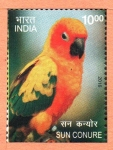 Stamps : Asia : India :  AVES  EXÓTICAS.  PERICO  SOL.