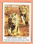 Stamps : Asia : India :  TIGRE  EN  EL  PARQUE  NACIONAL  TADOBA  ANDHARI