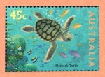 Stamps Australia -  VIDA  MARINA.  TORTUGA  PLANA.